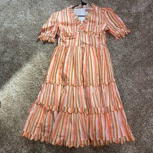 Pink brown and white stripped dress
